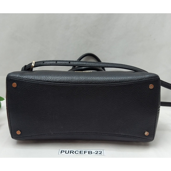 Kate Spade New York Black Leather Double Handles Zipper Closure Satchel Bag - Picture 9 of 16